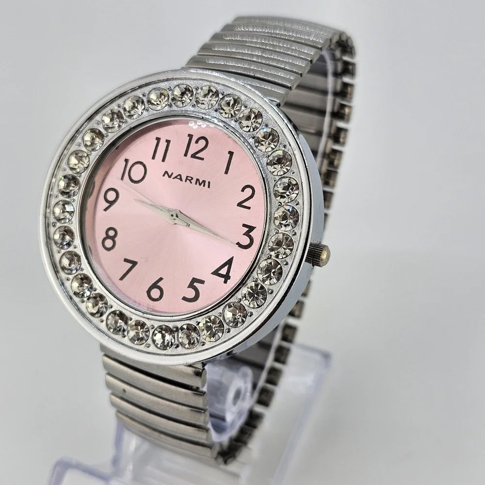 Narmi Women's Analog‎ Watch 48MM Pink Dial Gray Expandable Band 6